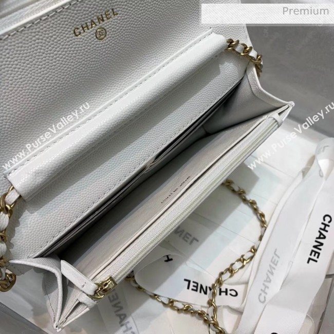 Chanel Grainy Calfskin Wallet on Chain With Round Handle AP1177 White 2020 (AFEI-20042124)