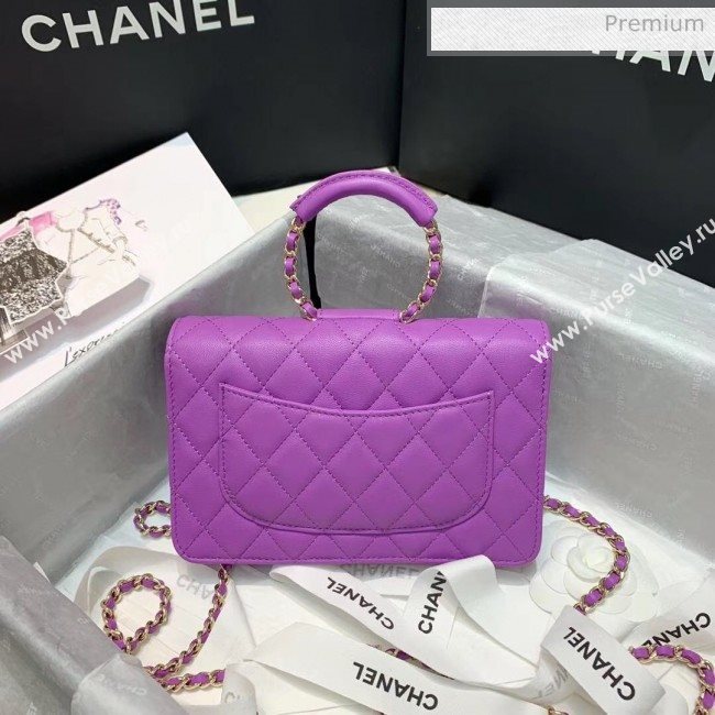 Chanel Lambskin Wallet on Chain With Round Handle AP1177 Purple 2020 (AF-20042126)