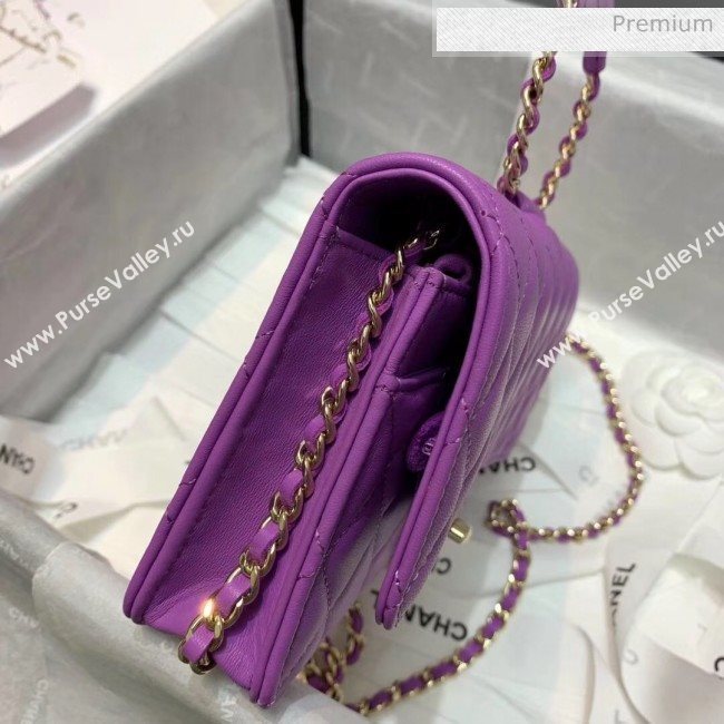 Chanel Lambskin Wallet on Chain With Round Handle AP1177 Purple 2020 (AF-20042126)