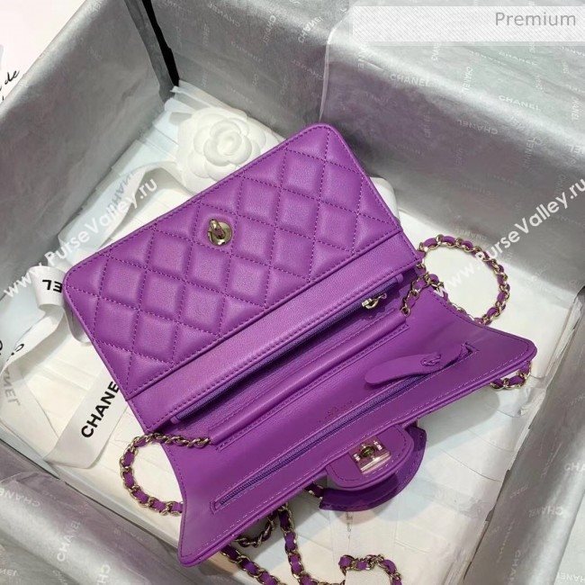 Chanel Lambskin Wallet on Chain With Round Handle AP1177 Purple 2020 (AF-20042126)