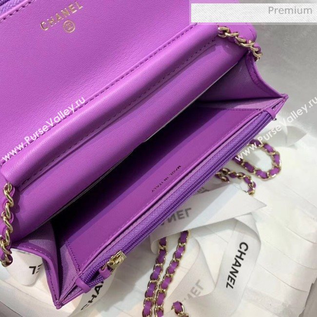 Chanel Lambskin Wallet on Chain With Round Handle AP1177 Purple 2020 (AF-20042126)