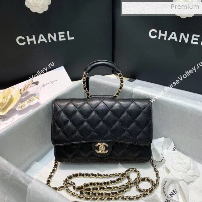 Chanel Lambskin Wallet on Chain With Round Handle AP1177 Black 2020 (AF-20042125)