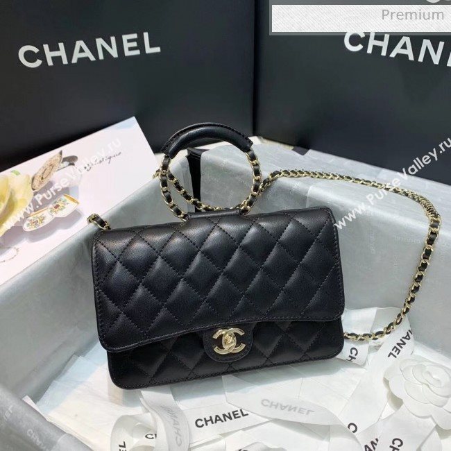 Chanel Lambskin Wallet on Chain With Round Handle AP1177 Black 2020 (AF-20042125)