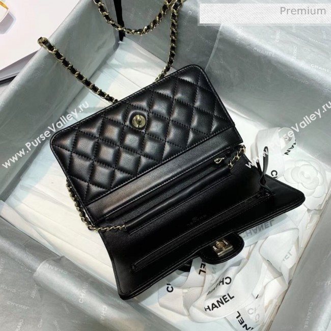 Chanel Lambskin Wallet on Chain With Round Handle AP1177 Black 2020 (AF-20042125)