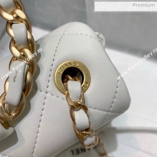 Chanel Quilted Lambskin Small Flap Bag with Ring Top Handle AS1357 White 2020 (JDH-20042120)