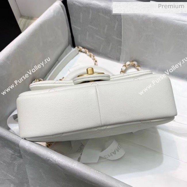 Chanel Quilted Lambskin Small Flap Bag with Ring Top Handle AS1357 White 2020 (JDH-20042120)