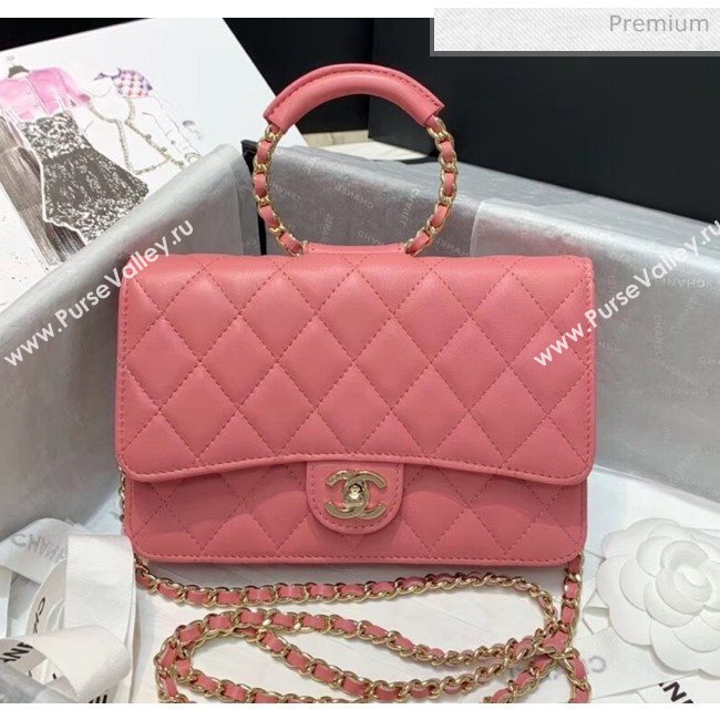 Chanel Lambskin Wallet on Chain With Round Handle AP1177 Pink 2020 (AFEI-20042123)