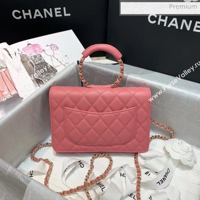 Chanel Lambskin Wallet on Chain With Round Handle AP1177 Pink 2020 (AFEI-20042123)