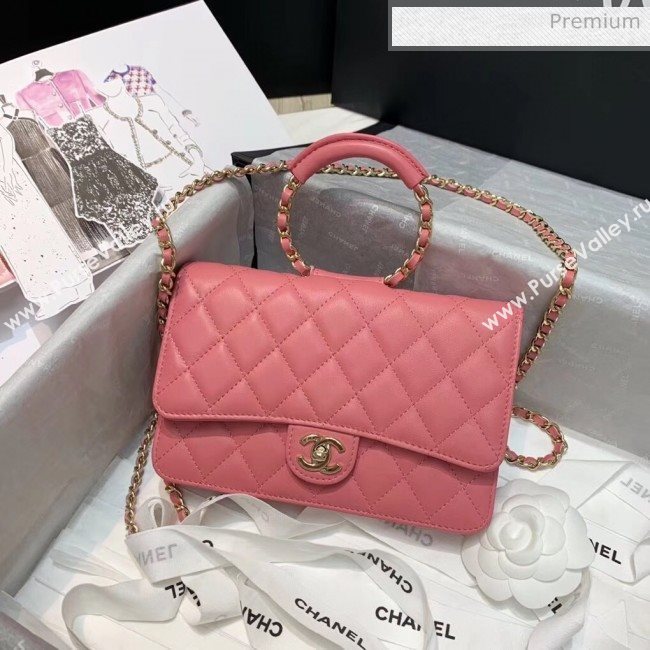 Chanel Lambskin Wallet on Chain With Round Handle AP1177 Pink 2020 (AFEI-20042123)