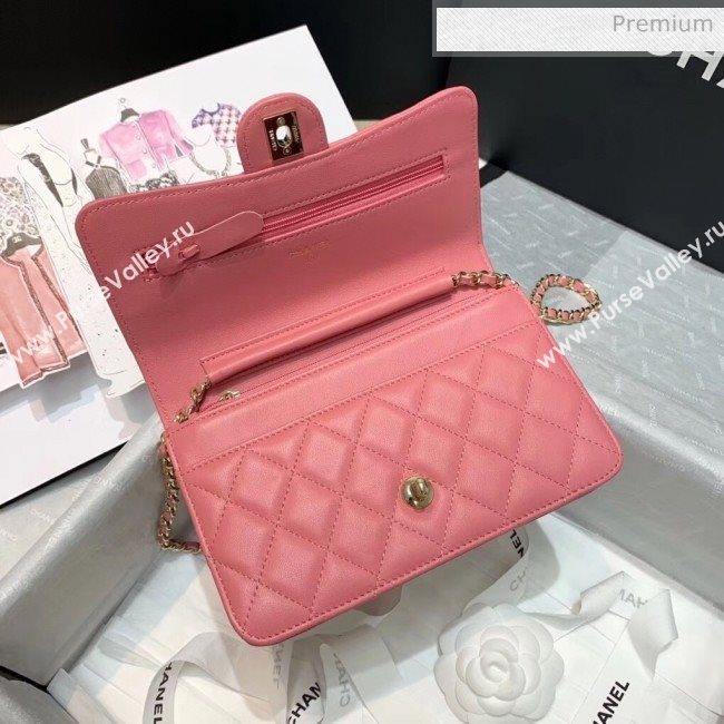 Chanel Lambskin Wallet on Chain With Round Handle AP1177 Pink 2020 (AFEI-20042123)