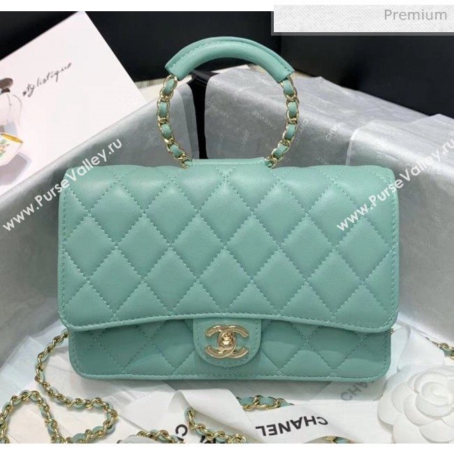 Chanel Lambskin Wallet on Chain With Round Handle AP1177 Light Green 2020 (AFEI-20042122)