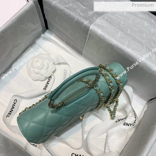 Chanel Lambskin Wallet on Chain With Round Handle AP1177 Light Green 2020 (AFEI-20042122)