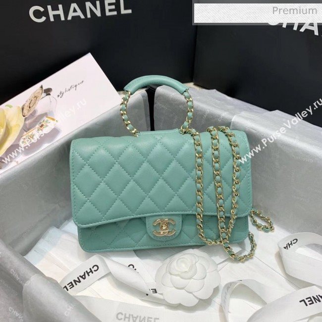 Chanel Lambskin Wallet on Chain With Round Handle AP1177 Light Green 2020 (AFEI-20042122)