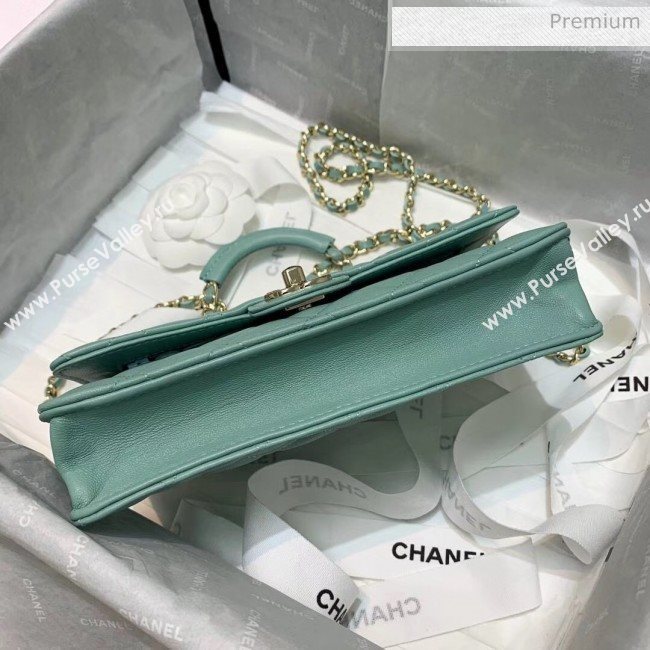 Chanel Lambskin Wallet on Chain With Round Handle AP1177 Light Green 2020 (AFEI-20042122)