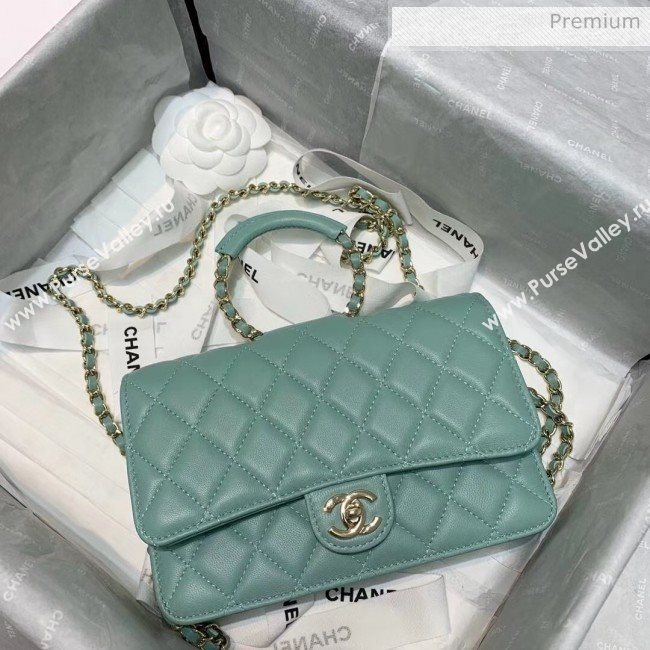 Chanel Lambskin Wallet on Chain With Round Handle AP1177 Light Green 2020 (AFEI-20042122)