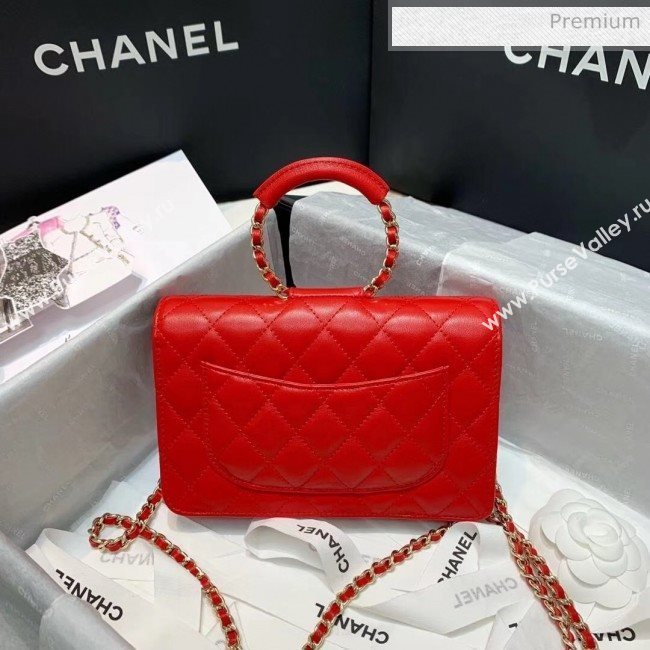 Chanel Lambskin Wallet on Chain With Round Handle AP1177 Red 2020 (AFEI-20042121)