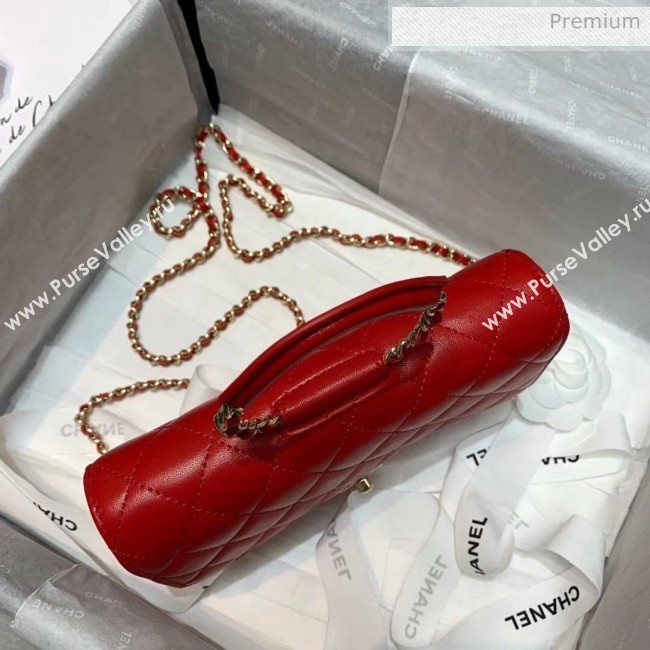 Chanel Lambskin Wallet on Chain With Round Handle AP1177 Red 2020 (AFEI-20042121)