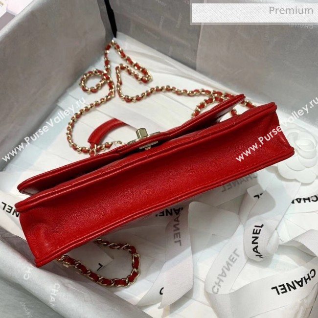 Chanel Lambskin Wallet on Chain With Round Handle AP1177 Red 2020 (AFEI-20042121)