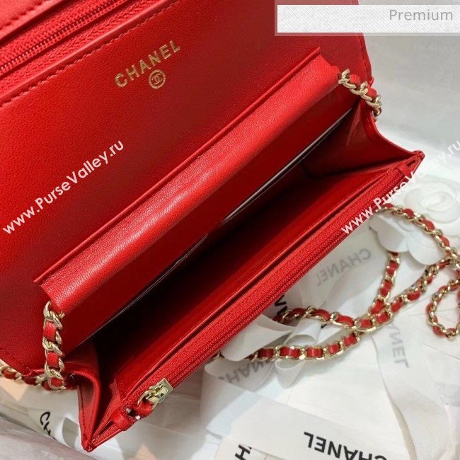 Chanel Lambskin Wallet on Chain With Round Handle AP1177 Red 2020 (AFEI-20042121)