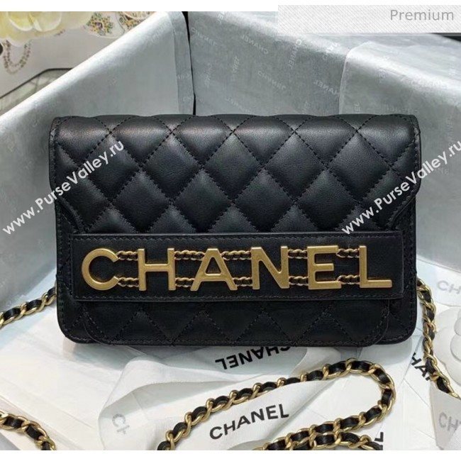 Chanel Calfskin Wallet on Chain With Logo Chain AP1234 Black 2020 (AF-20042132)