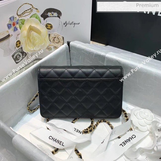 Chanel Calfskin Wallet on Chain With Logo Chain AP1234 Black 2020 (AF-20042132)