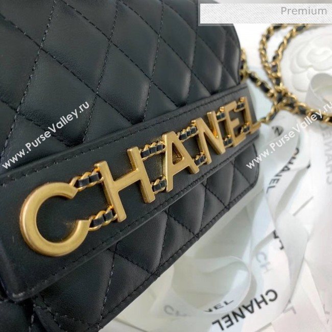 Chanel Calfskin Wallet on Chain With Logo Chain AP1234 Black 2020 (AF-20042132)