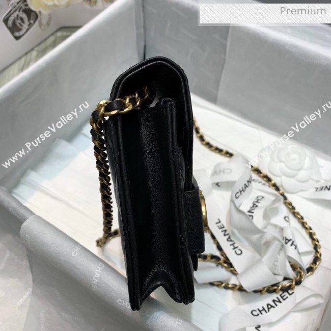 Chanel Calfskin Wallet on Chain With Logo Chain AP1234 Black 2020 (AF-20042132)