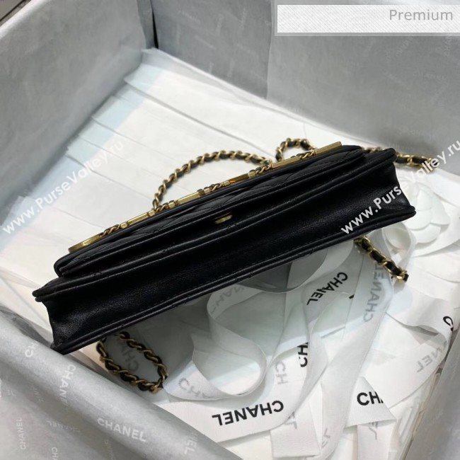 Chanel Calfskin Wallet on Chain With Logo Chain AP1234 Black 2020 (AF-20042132)