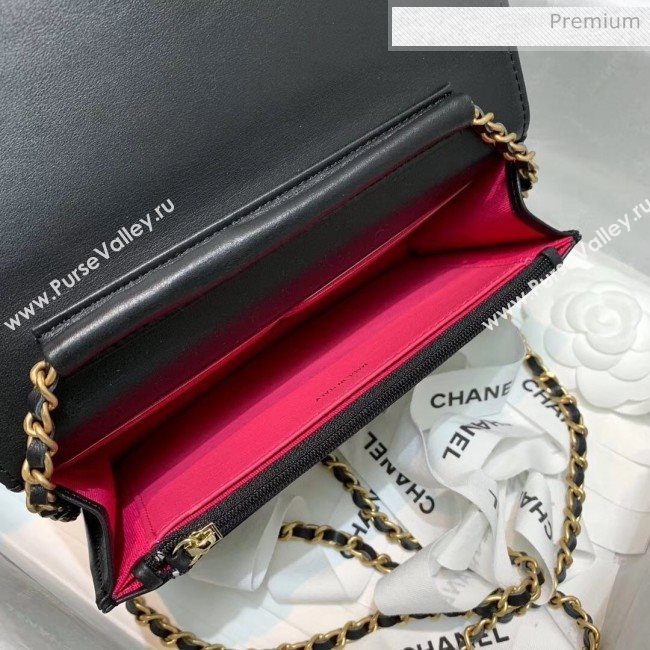 Chanel Calfskin Wallet on Chain With Logo Chain AP1234 Black 2020 (AF-20042132)