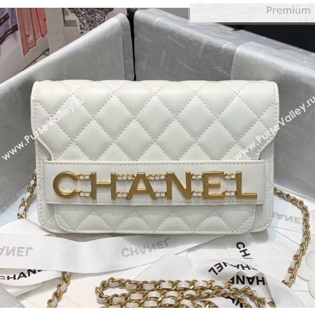 Chanel Calfskin Wallet on Chain With Logo Chain AP1234 White 2020 (SS-20042133)
