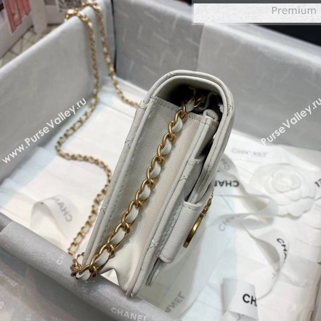 Chanel Calfskin Wallet on Chain With Logo Chain AP1234 White 2020 (SS-20042133)