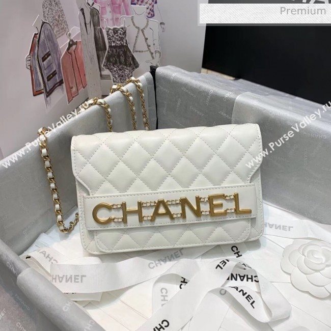 Chanel Calfskin Wallet on Chain With Logo Chain AP1234 White 2020 (SS-20042133)