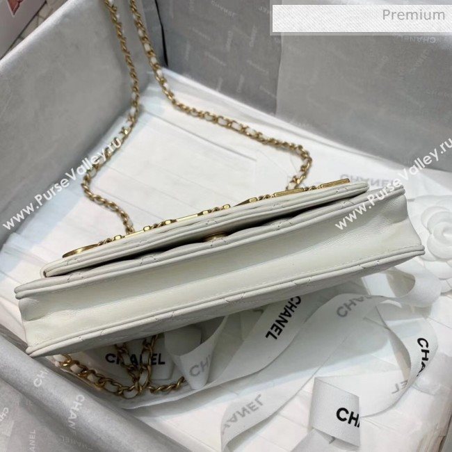 Chanel Calfskin Wallet on Chain With Logo Chain AP1234 White 2020 (SS-20042133)