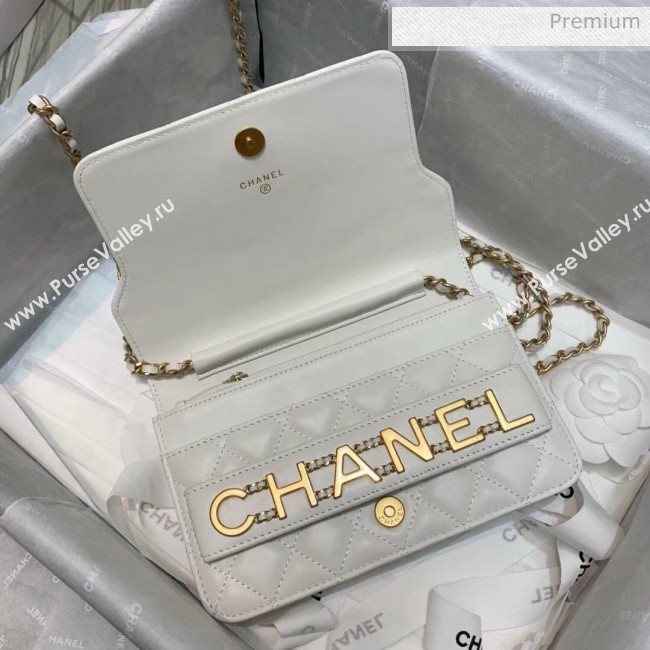 Chanel Calfskin Wallet on Chain With Logo Chain AP1234 White 2020 (SS-20042133)