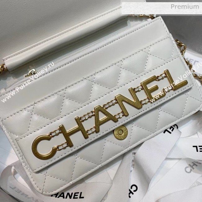 Chanel Calfskin Wallet on Chain With Logo Chain AP1234 White 2020 (SS-20042133)