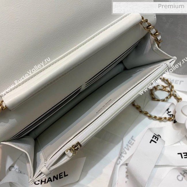 Chanel Calfskin Wallet on Chain With Logo Chain AP1234 White 2020 (SS-20042133)