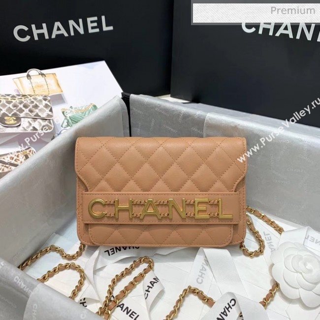 Chanel Calfskin Wallet on Chain With Logo Chain AP1234 Beige 2020 (SS-20042134)