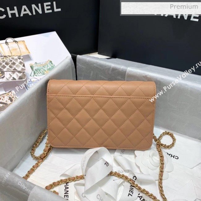 Chanel Calfskin Wallet on Chain With Logo Chain AP1234 Beige 2020 (SS-20042134)