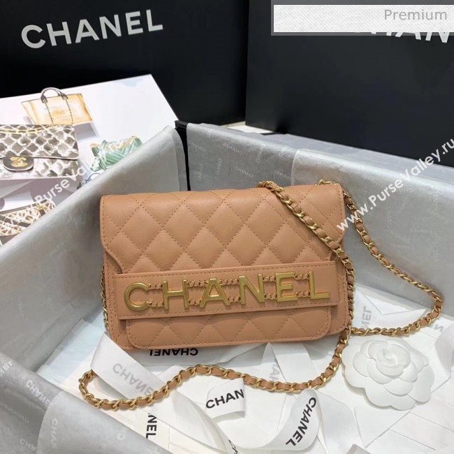 Chanel Calfskin Wallet on Chain With Logo Chain AP1234 Beige 2020 (SS-20042134)