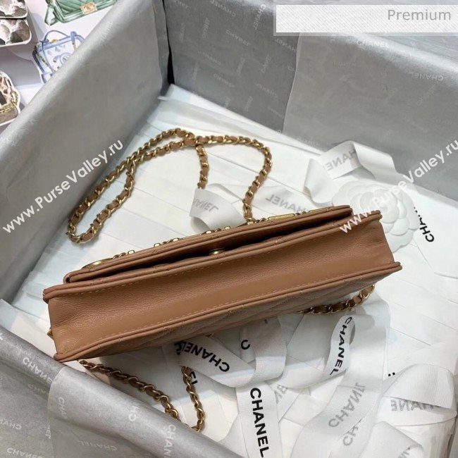 Chanel Calfskin Wallet on Chain With Logo Chain AP1234 Beige 2020 (SS-20042134)