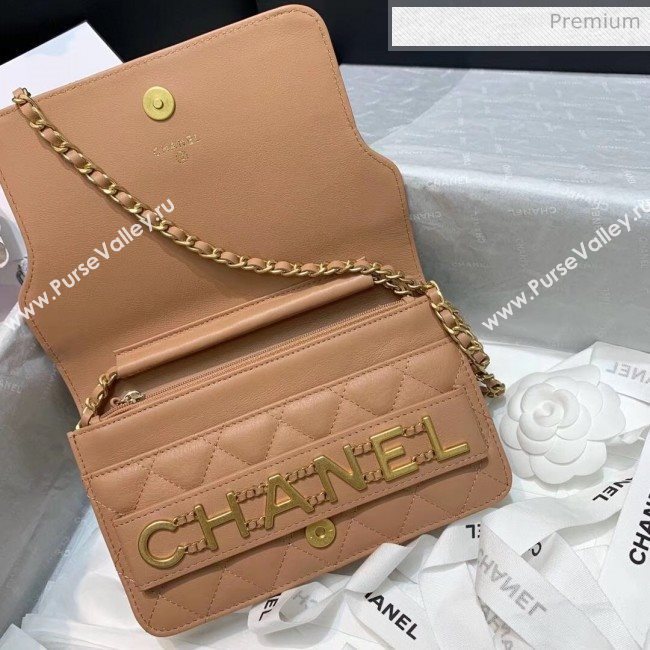 Chanel Calfskin Wallet on Chain With Logo Chain AP1234 Beige 2020 (SS-20042134)