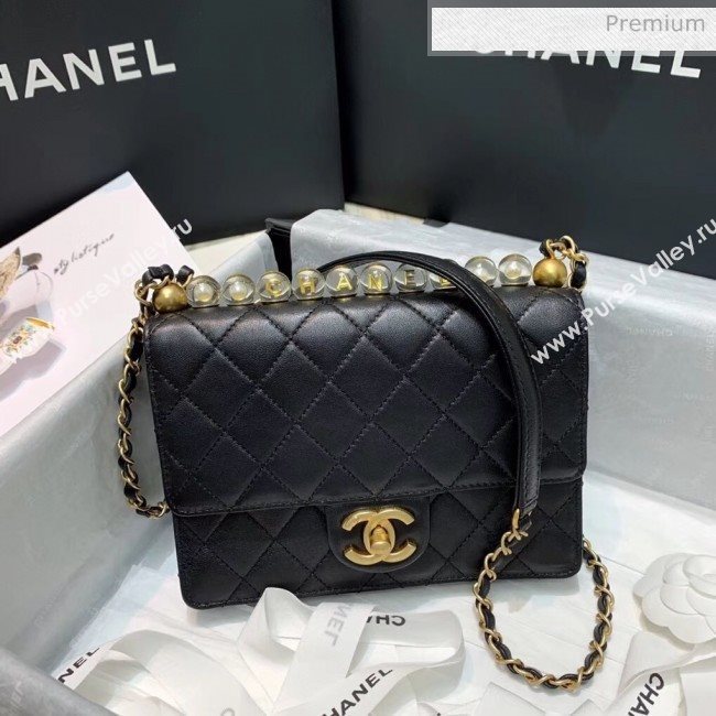 Chanel Acrylic Beads Goatskin Small Falp Bag AS0585 Black/Gold 2020 (SS-20042201)