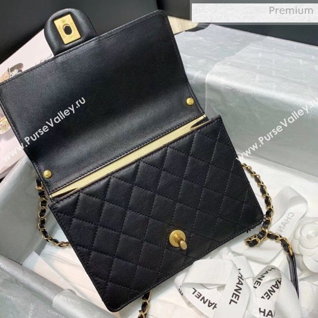 Chanel Acrylic Beads Goatskin Small Falp Bag AS0585 Black/Gold 2020 (SS-20042201)