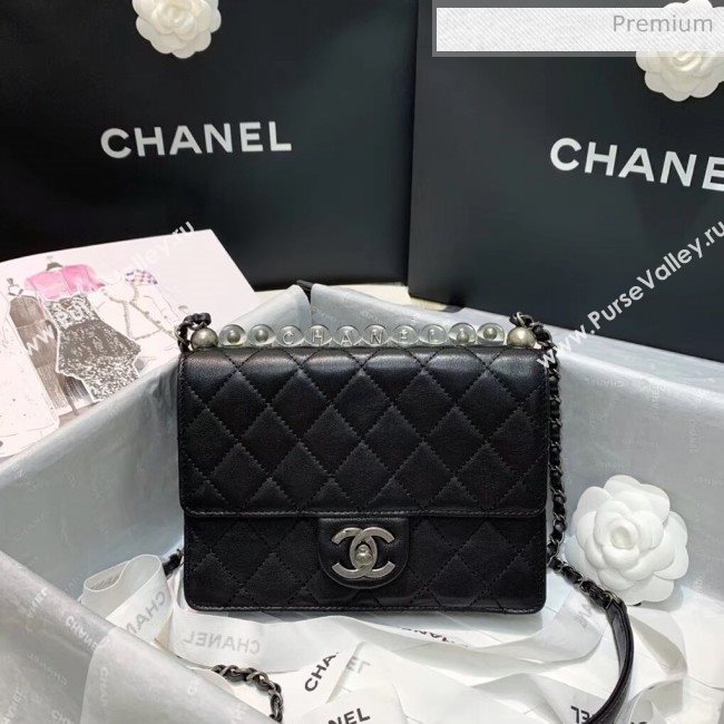 Chanel Acrylic Beads Goatskin Small Falp Bag AS0585 Black/Silver 2020 (SS-20042202)