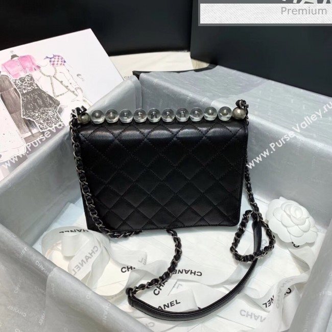 Chanel Acrylic Beads Goatskin Small Falp Bag AS0585 Black/Silver 2020 (SS-20042202)