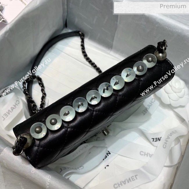 Chanel Acrylic Beads Goatskin Small Falp Bag AS0585 Black/Silver 2020 (SS-20042202)