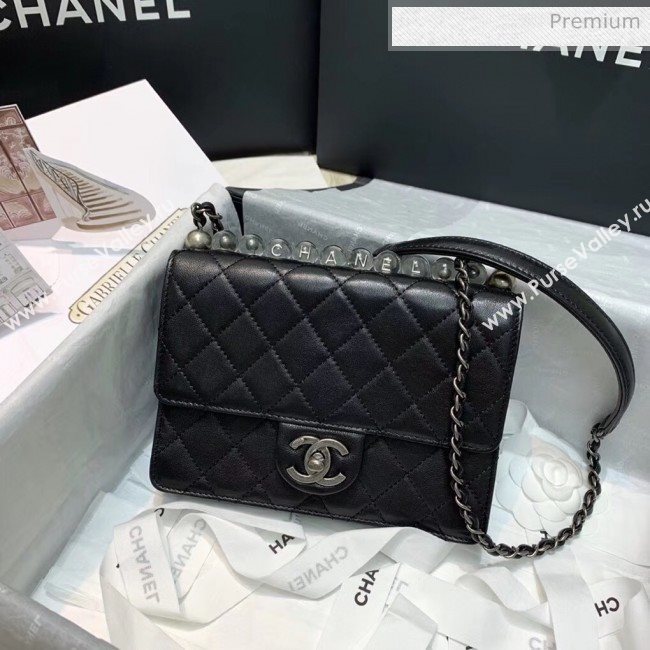 Chanel Acrylic Beads Goatskin Small Falp Bag AS0585 Black/Silver 2020 (SS-20042202)
