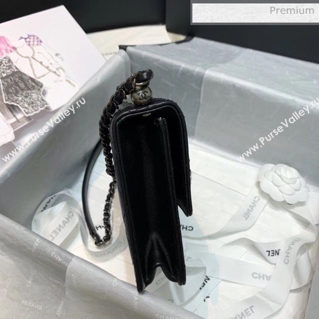 Chanel Acrylic Beads Goatskin Small Falp Bag AS0585 Black/Silver 2020 (SS-20042202)