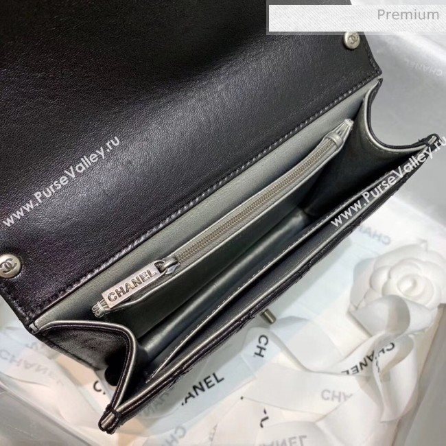 Chanel Acrylic Beads Goatskin Small Falp Bag AS0585 Black/Silver 2020 (SS-20042202)