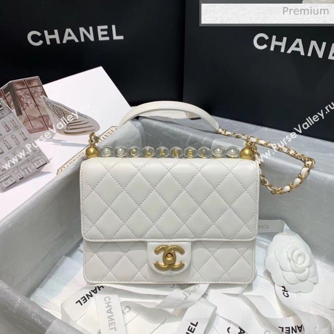 Chanel Acrylic Beads Goatskin Small Falp Bag AS0585 White 2020 (SS-20042203)